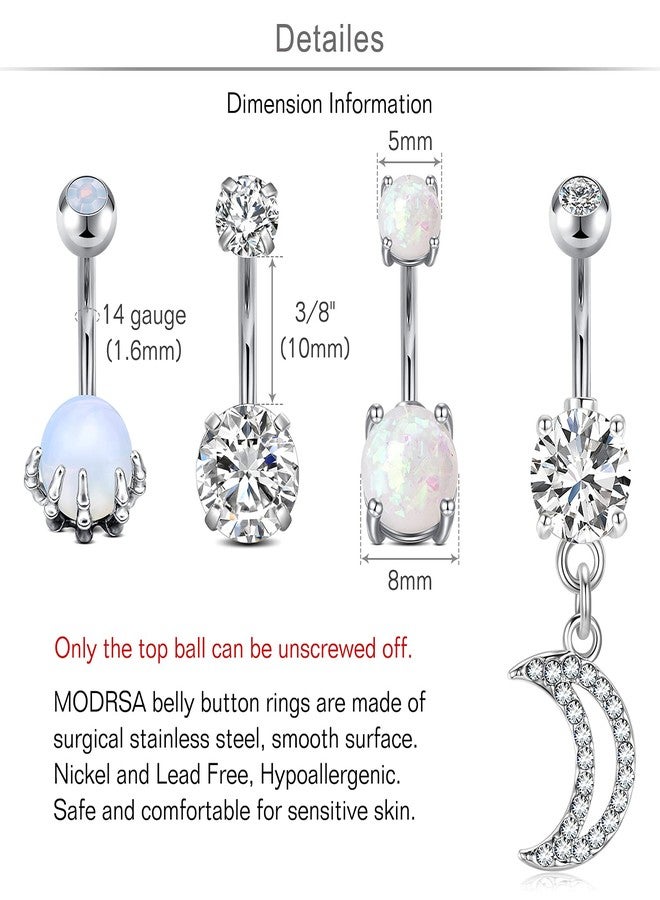 MODRSA Belly Button Ring Surgical Steel Hypoallergenic Belly Rings for Women Belly Button Piercing Jewelry Silver - Image 2